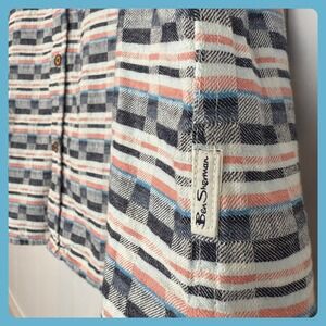 Ben Sherman‎ Mens Retro Pattern Button Up Short Sleeve Shirt Vintage